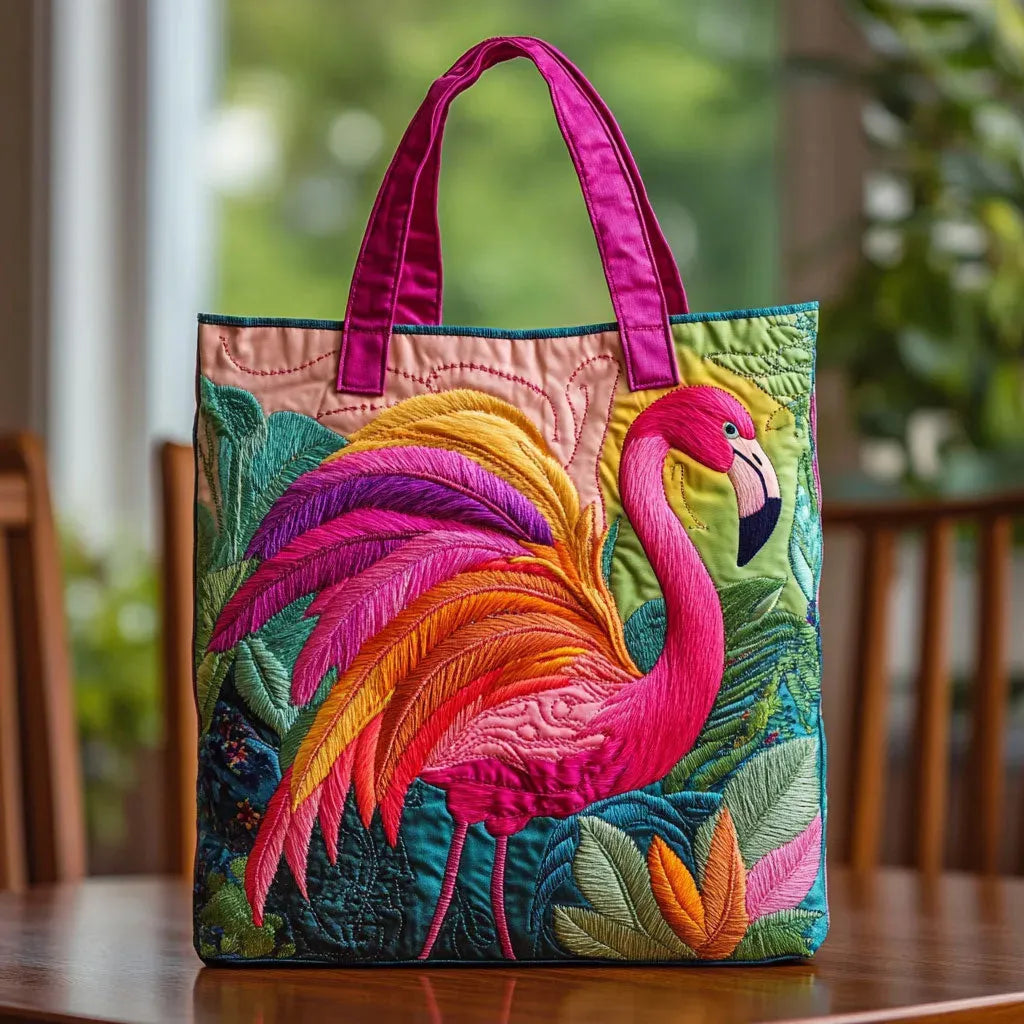 Liisa - Sateenkaariflamingo topattu ostoskassi