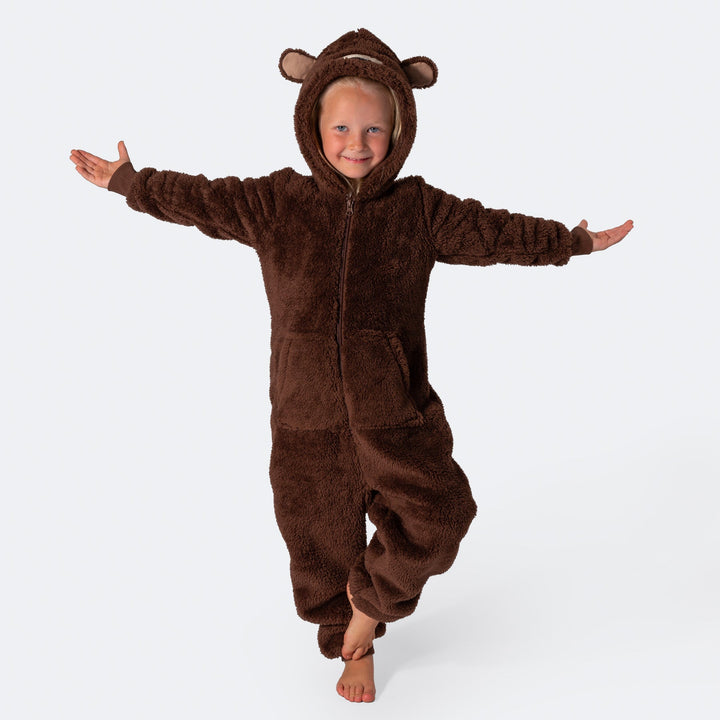 Ruskea nalle-onesie lapsille