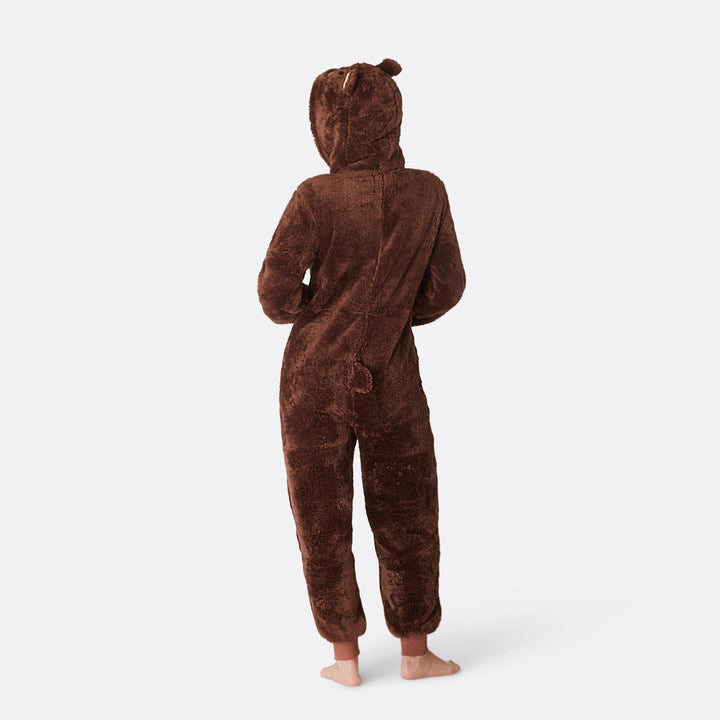 Ruskea nalle-onesie naisille