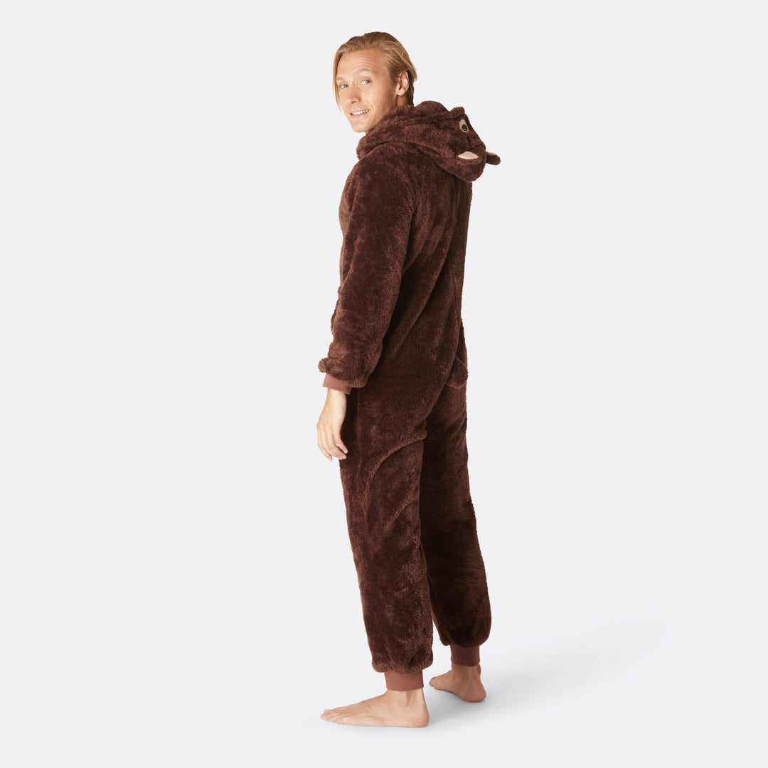 Ruskea nalle-onesie miehille
