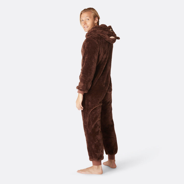Ruskea nalle-onesie miehille