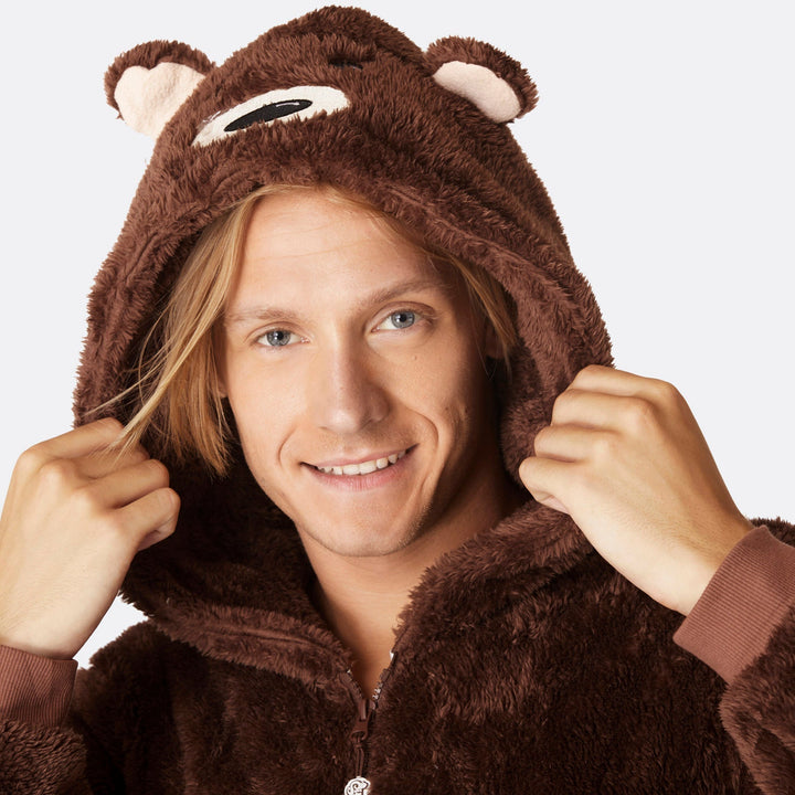 Ruskea nalle-onesie miehille