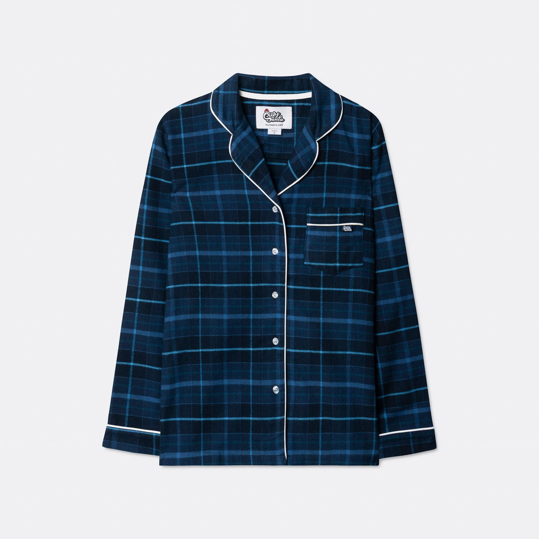 Sininen flanellinen joulupyjama lapsille