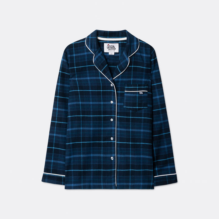 Sininen flanellinen joulupyjama lapsille
