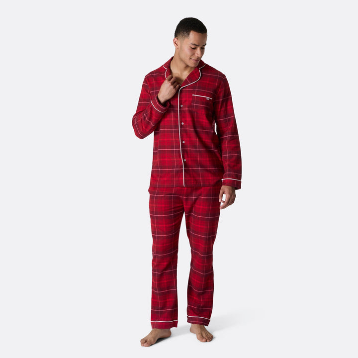 Punainen flanellinen joulupyjama miehille