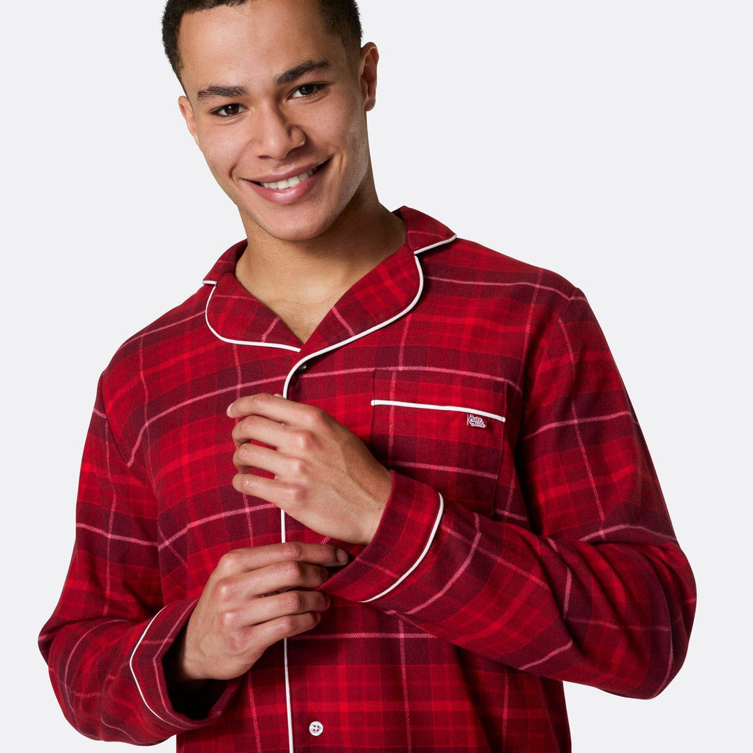 Punainen flanellinen joulupyjama miehille