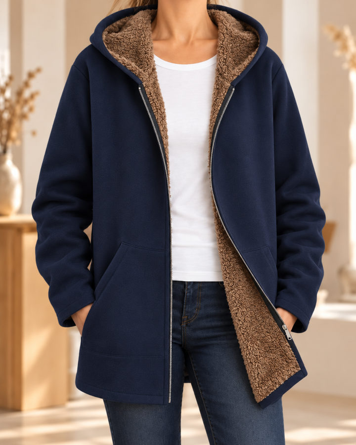 Marthe™ | Sherpa-vuorattu huppumanteli