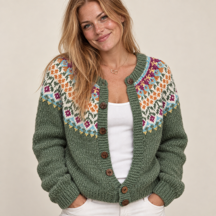 Aino | Fair Isle -kuvioitu neuletakki