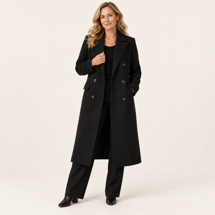 Jutta - Elegantti villakangastakki vyöllä