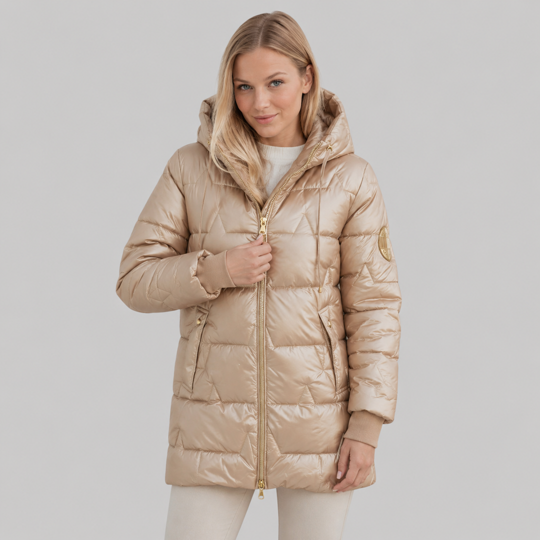 Jenna - Vuoritettu syystakki hupulla