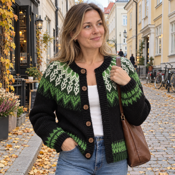Riikka | Fair Isle -kuvioitu neuletakki