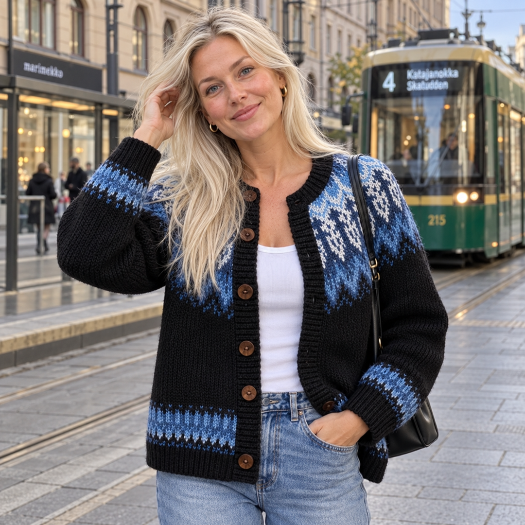 Pirjo | Fair Isle -kuvioitu neuletakki