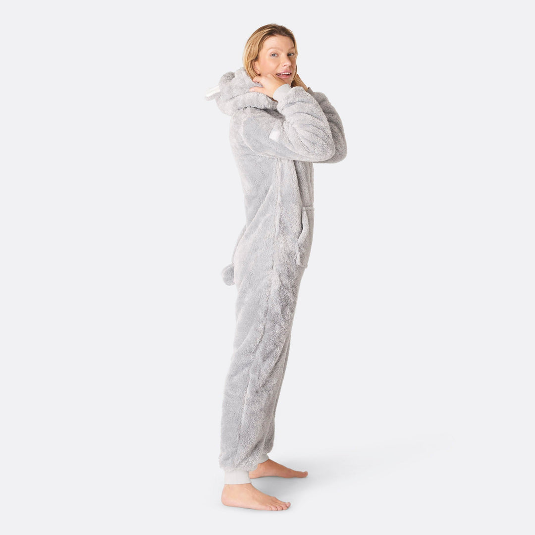 Harmaa nalle-onesie naisille