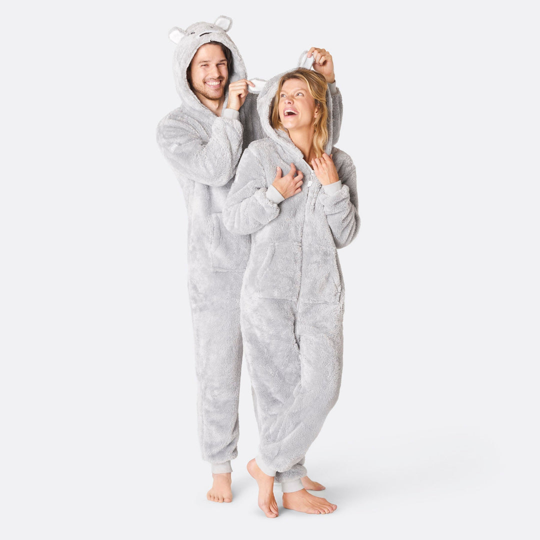 Harmaa nalle-onesie naisille