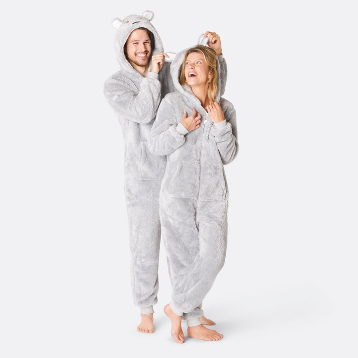 Harmaa nalle-onesie naisille