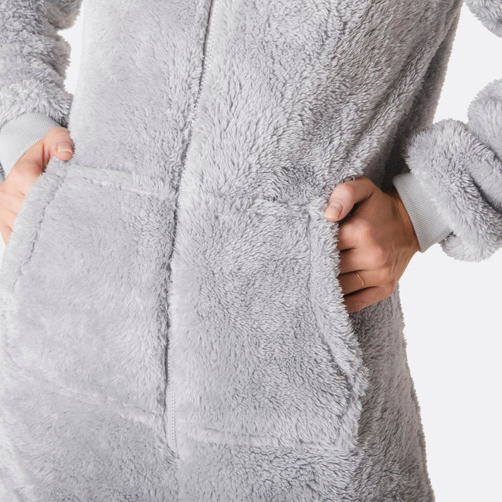 Harmaa nalle-onesie naisille