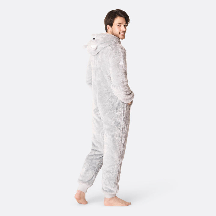 Harmaa nalle-onesie miehille