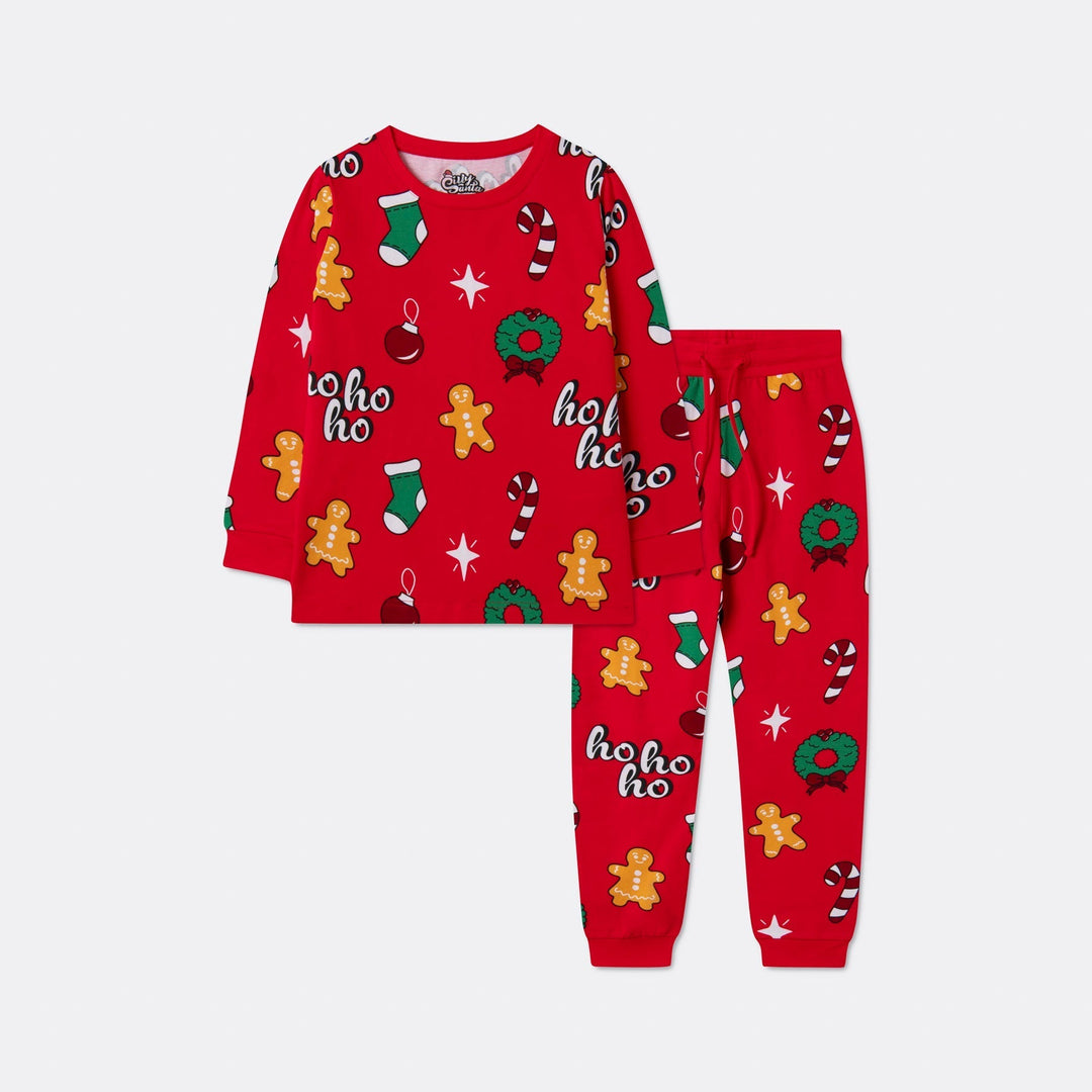 Punainen hohoho-joulupyjama lapsille