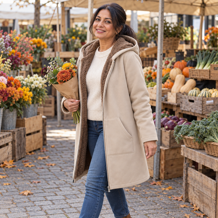 Marthe™ | Sherpa-vuorattu huppumanteli