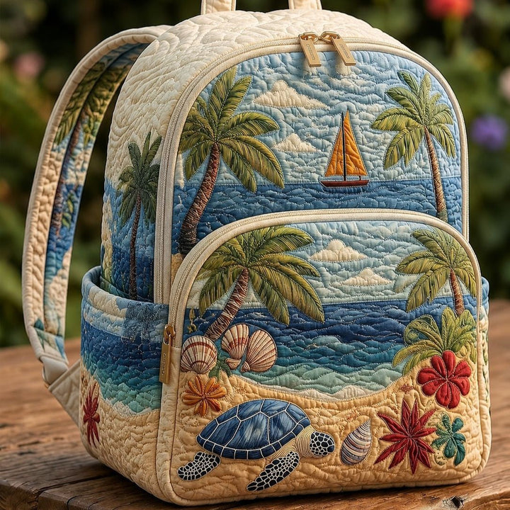 Pehmustettu reppu - Merikilpikonna trooppisella rannalla