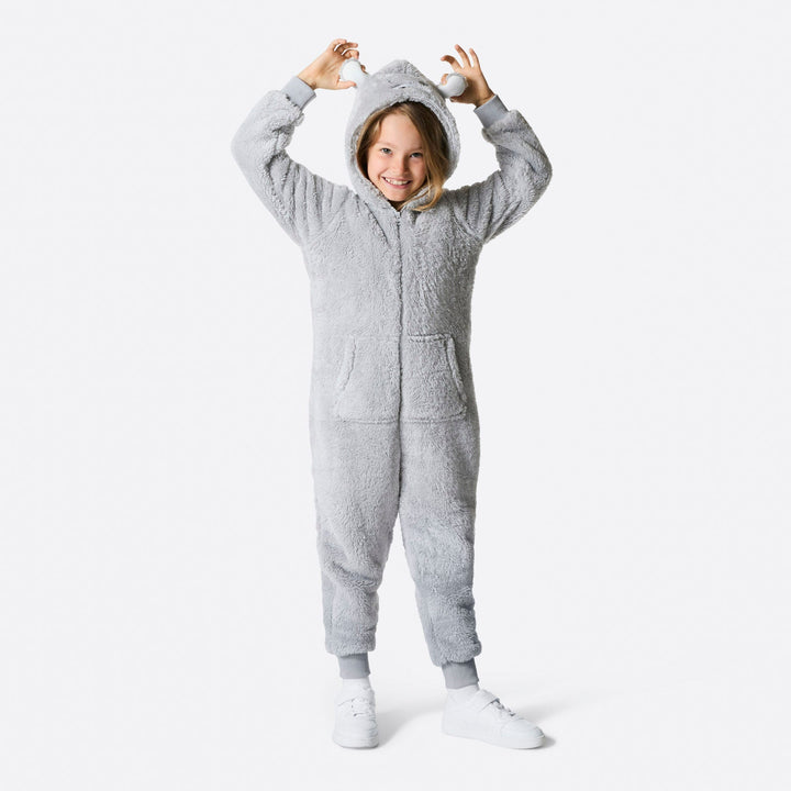 Harmaa nalle-onesie lapsille