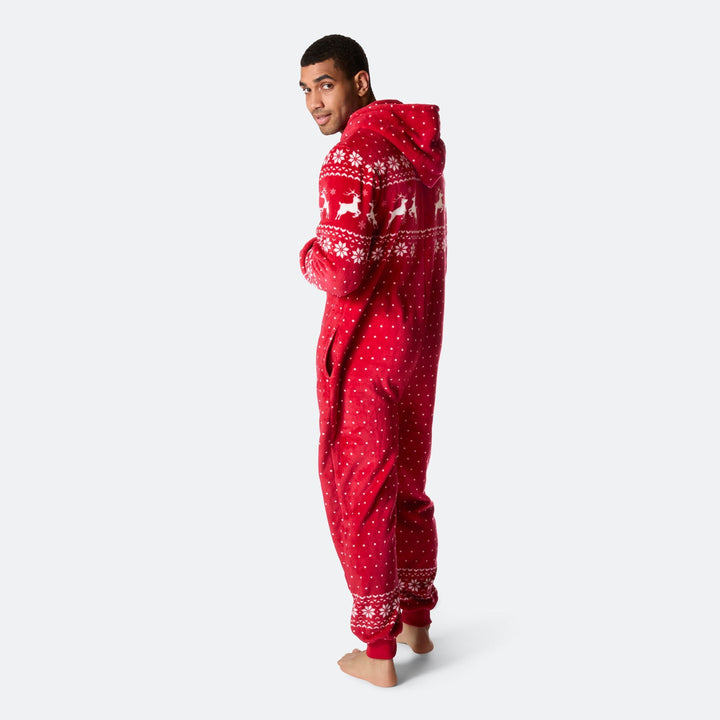 Punainen joulu-onesie miehille