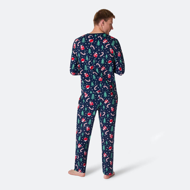 Sininen joulukuosinen joulupyjama miehille