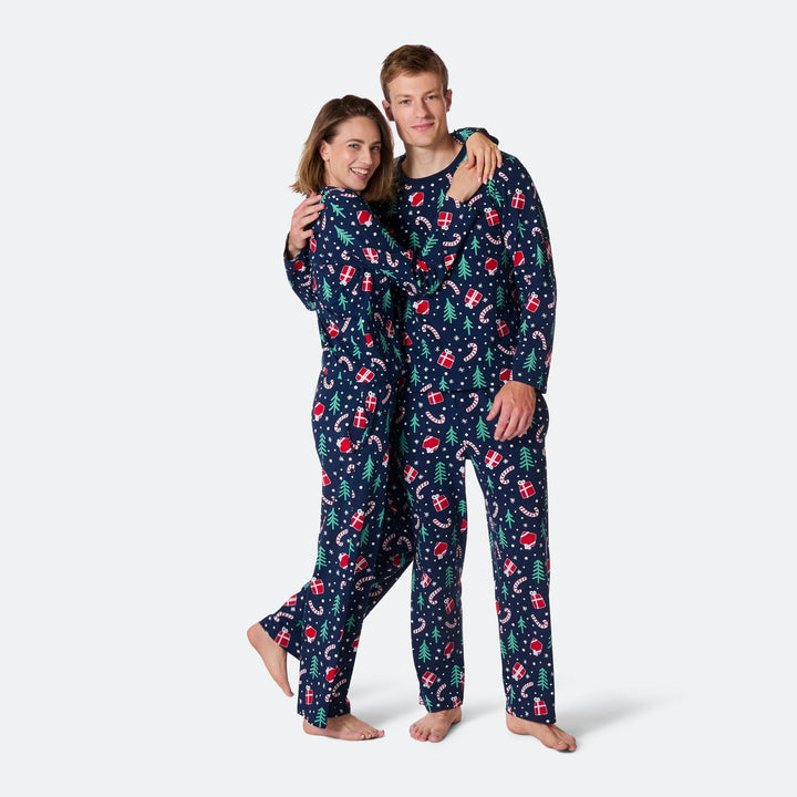 Sininen joulukuosinen joulupyjama miehille