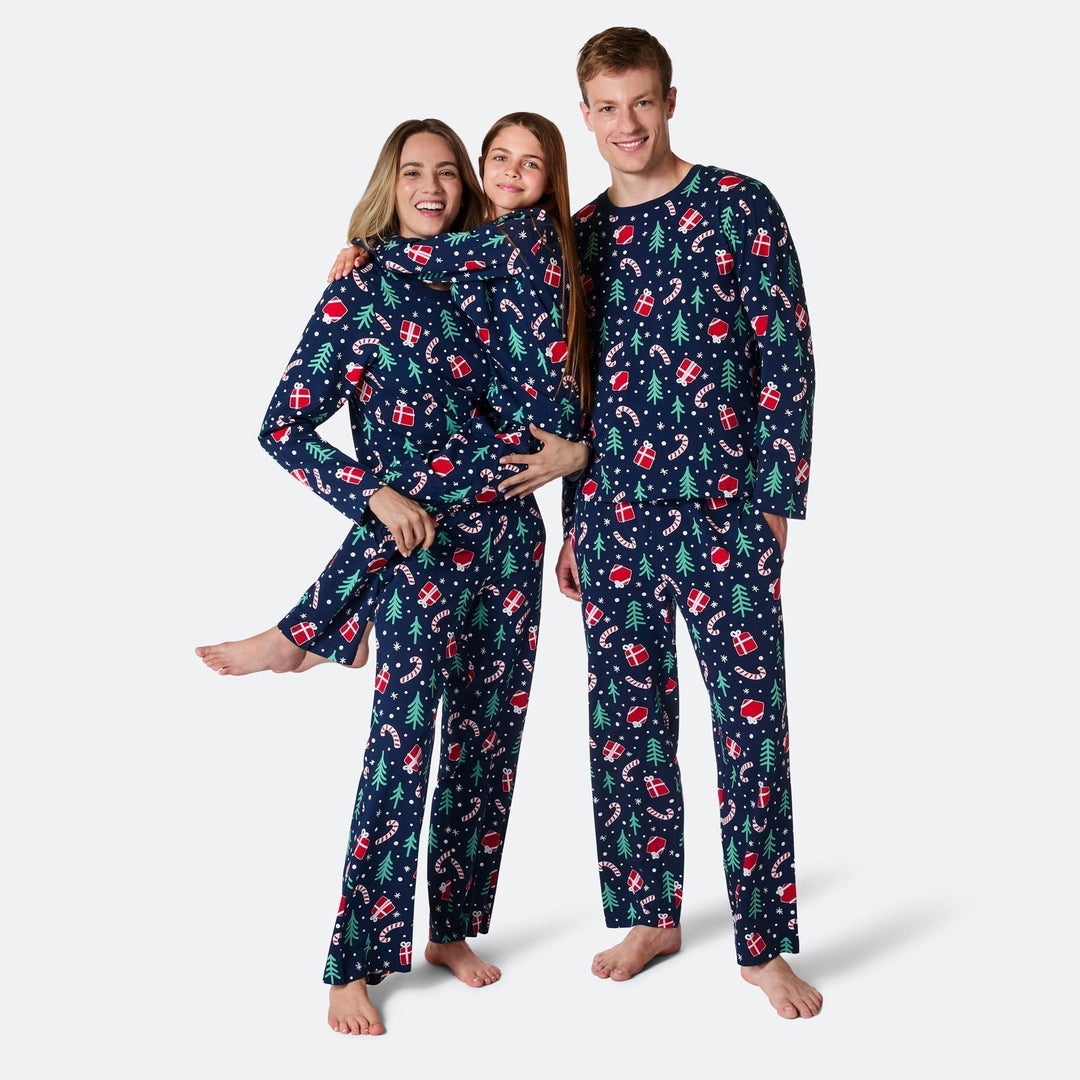 Sininen joulukuosinen joulupyjama lapsille