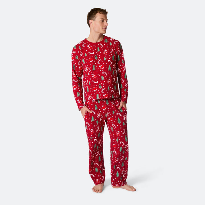 Punainen joulukuosinen joulupyjama miehille