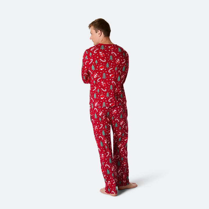 Punainen joulukuosinen joulupyjama miehille