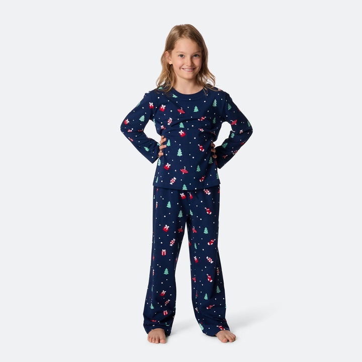 Sininen joulukoriste-joulupyjama lapsille