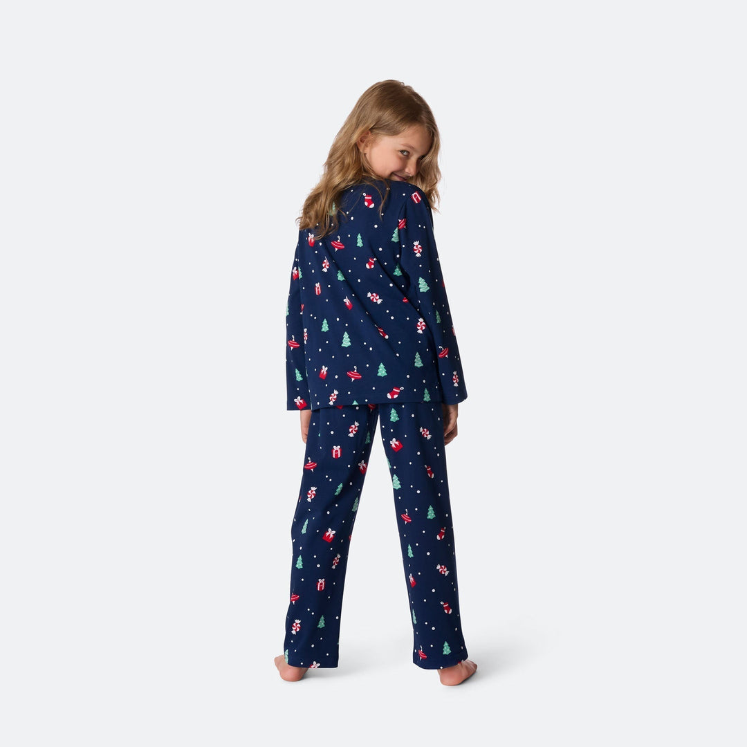 Sininen joulukoriste-joulupyjama lapsille
