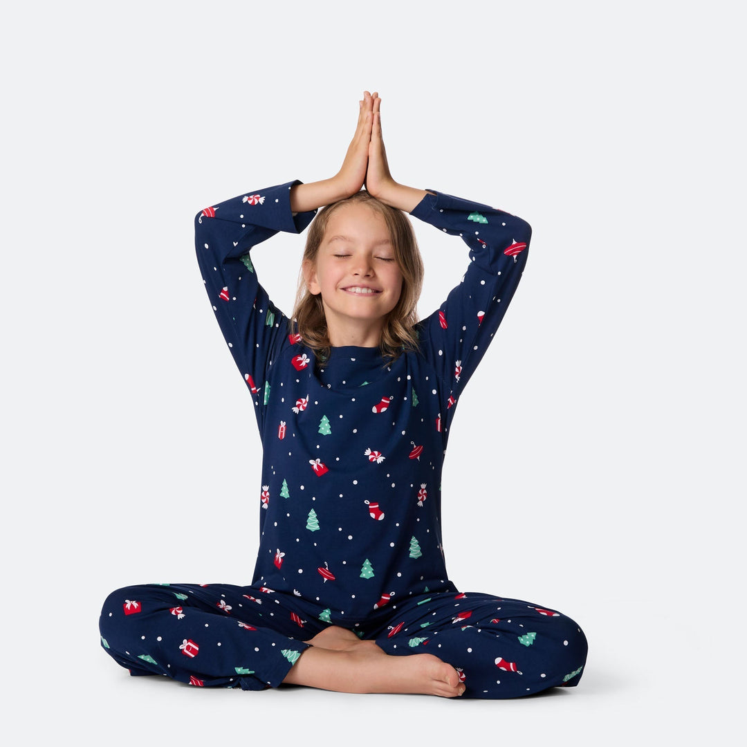 Sininen joulukoriste-joulupyjama lapsille