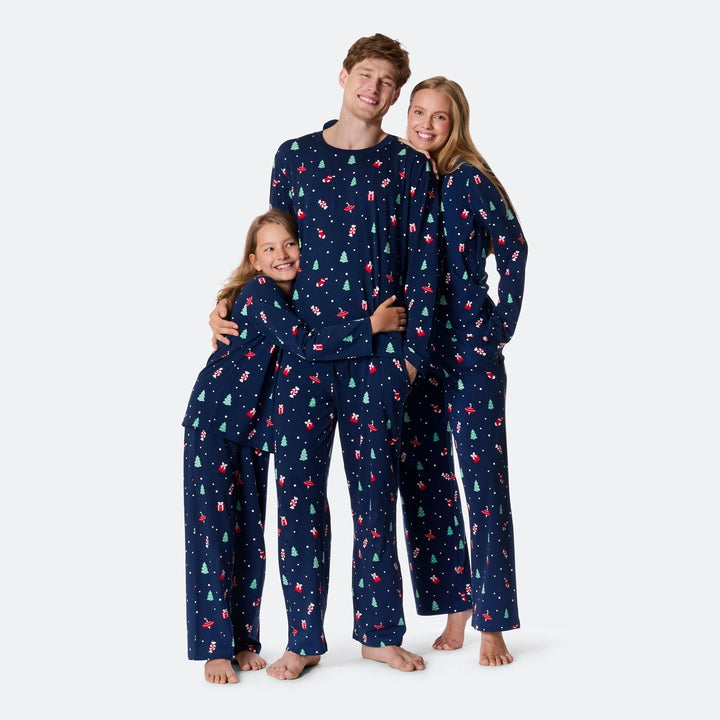 Sininen joulukoriste-joulupyjama naisille