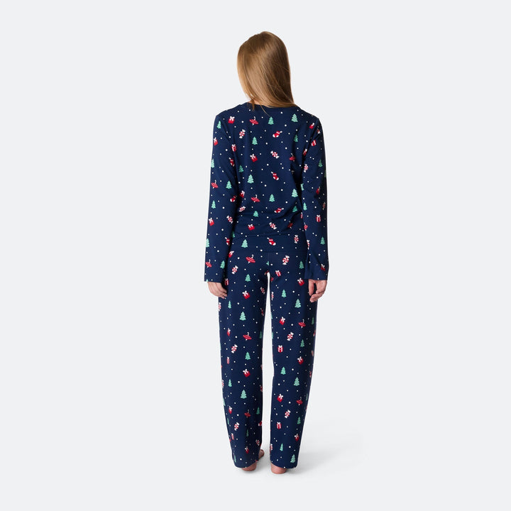 Sininen joulukoriste-joulupyjama naisille