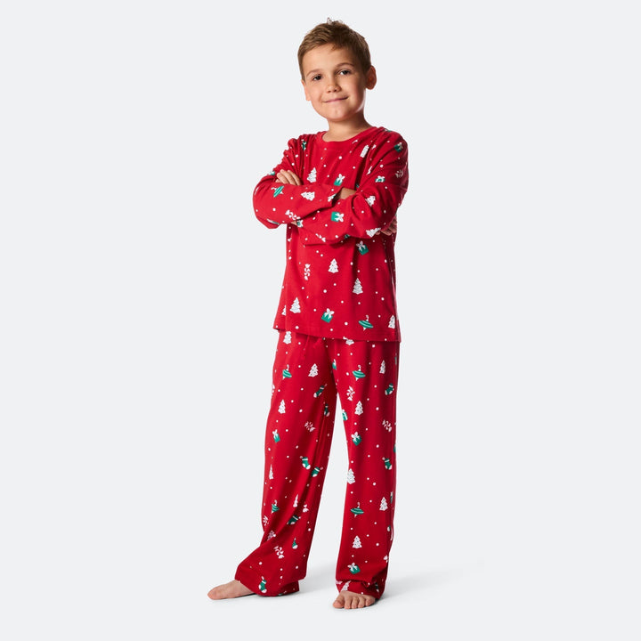 Punainen joulukoriste-joulupyjama lapsille