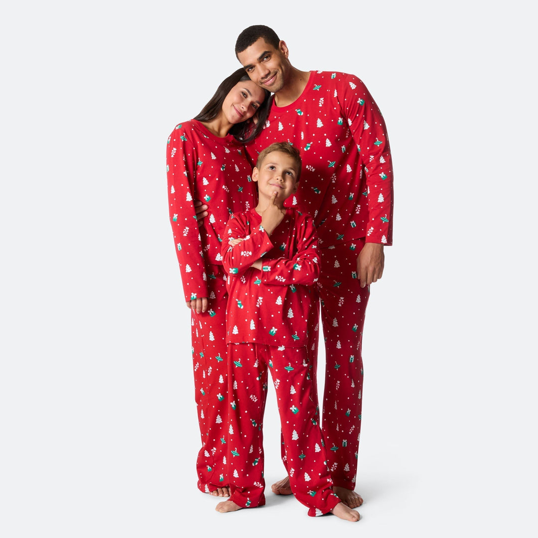 Punainen joulukoriste-joulupyjama miehille