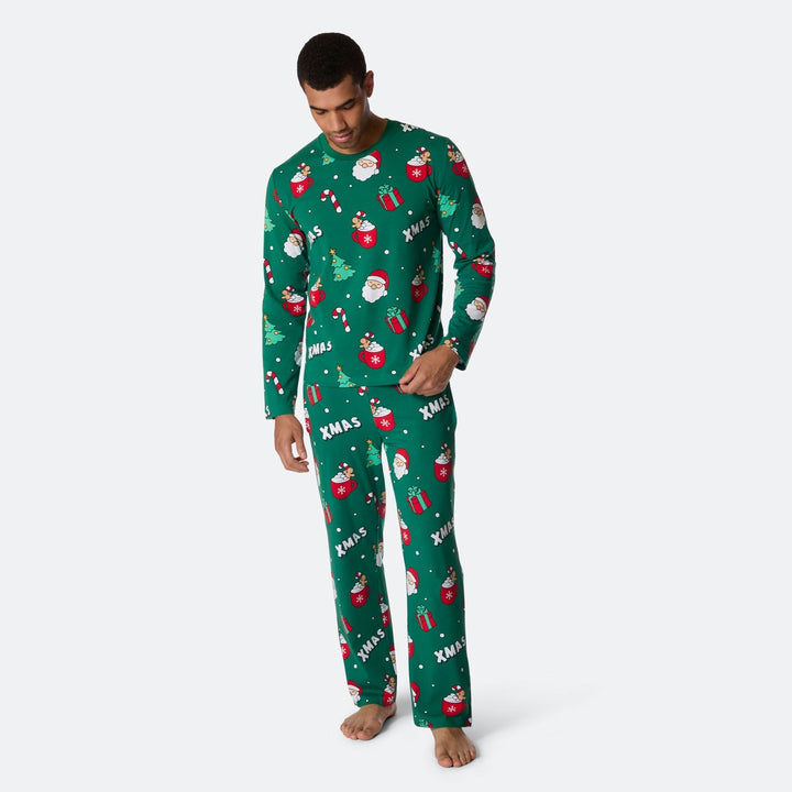 Vihreä xmas-joulupyjama miehille