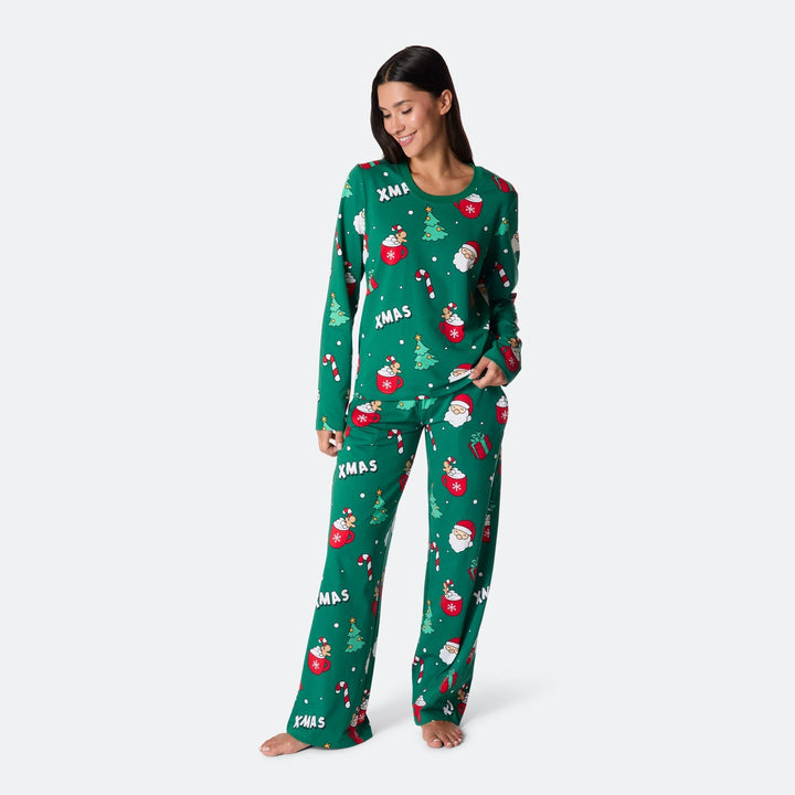 Vihreä xmas-joulupyjama naisille