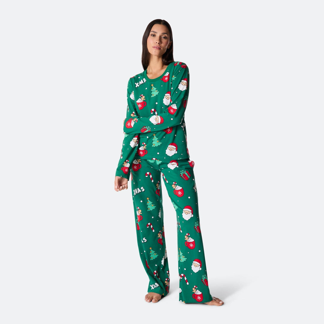 Vihreä xmas-joulupyjama naisille