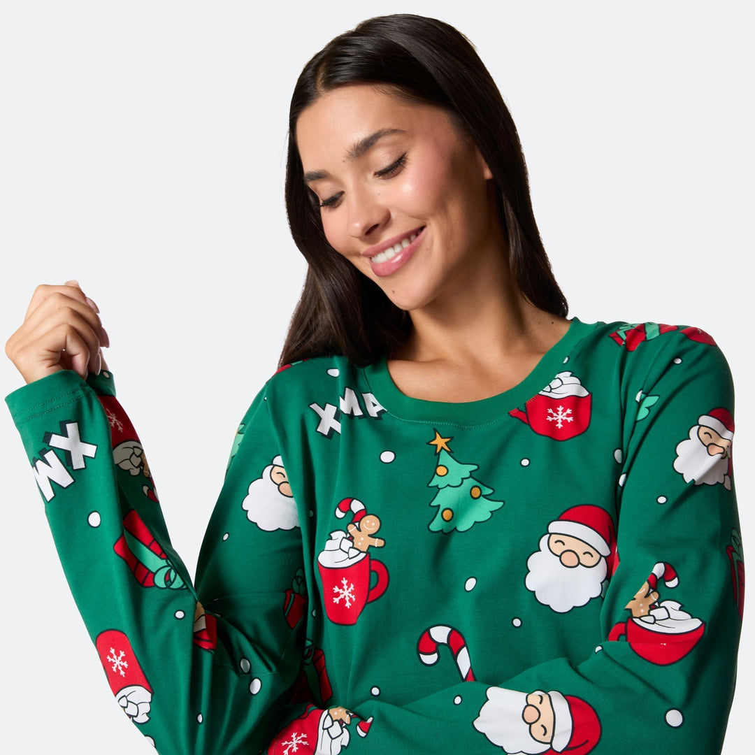 Vihreä xmas-joulupyjama naisille
