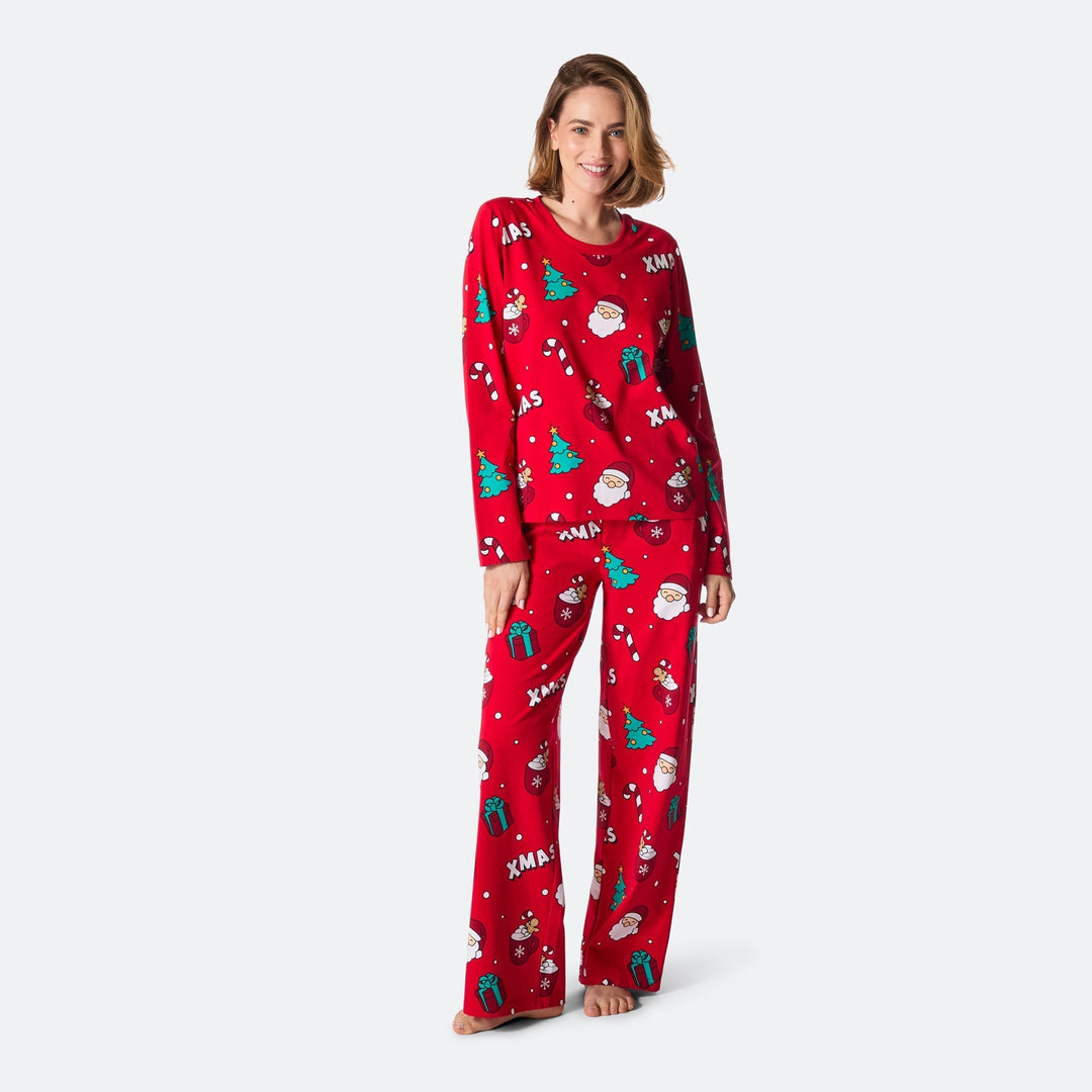 Punainen xmas-joulupyjama naisille