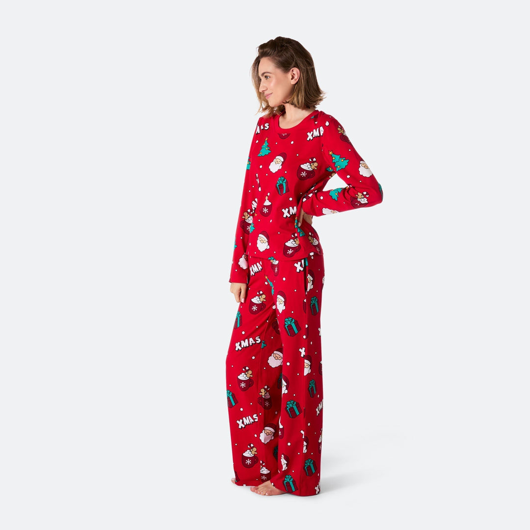 Punainen xmas-joulupyjama naisille