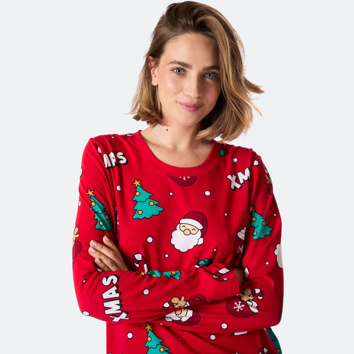 Punainen xmas-joulupyjama naisille
