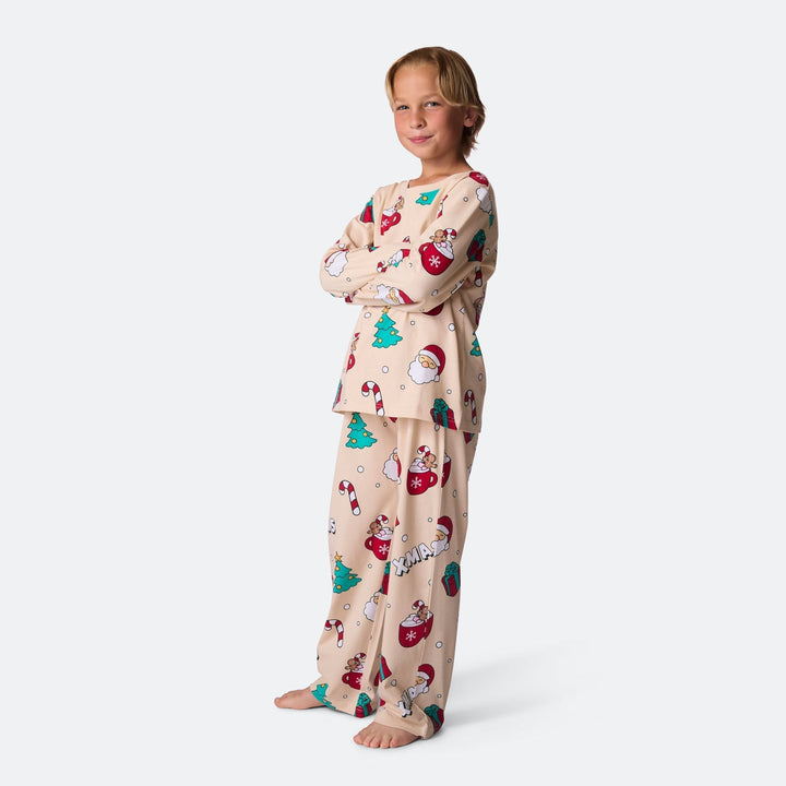 Beige xmas-joulupyjama lapsille