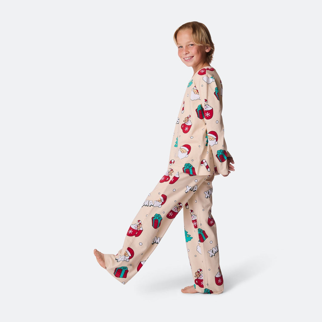 Beige xmas-joulupyjama lapsille