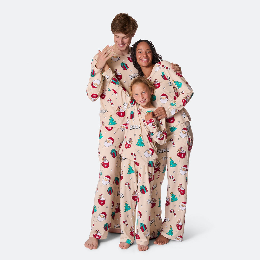 Beige xmas-joulupyjama lapsille