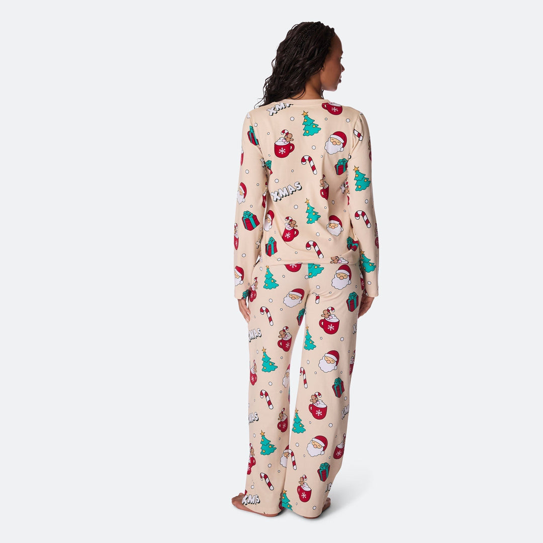 Beige xmas-joulupyjama naisille