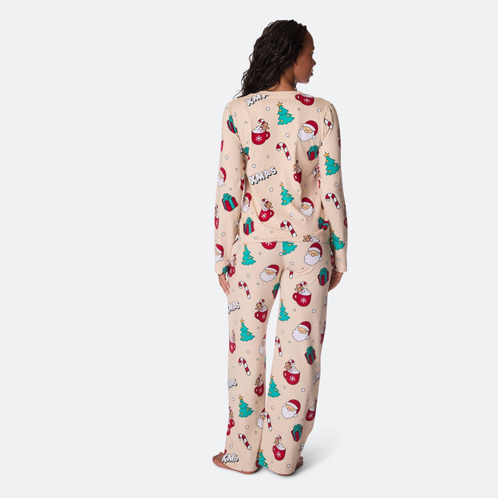 Beige xmas-joulupyjama naisille
